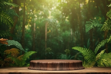Podium in nature covered with trees for product showcase