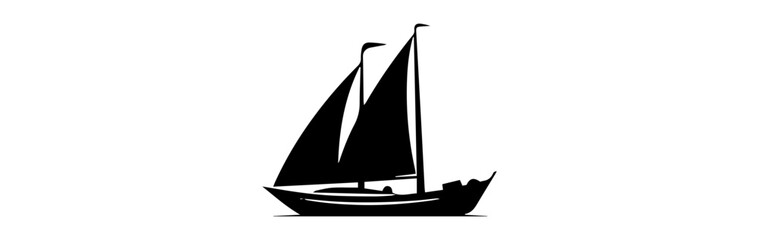 Black and white illustration of a boat