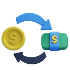 3D Money Exchange Illustration