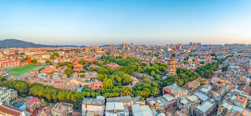 Aerial photography of Quanzhou West Street and Kaiyuan Temple in Licheng District, Quanzhou City, Fujian Province, China