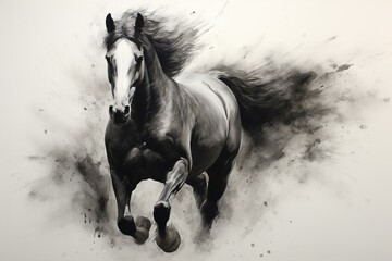 Monochrome equine artwork. Generative AI