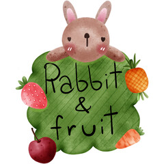 rabbit and fruits sticker