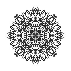 Fototapeta na wymiar Circular pattern in form of mandala for Henna, Mehndi, tattoo, decoration. Decorative ornament in ethnic oriental style. Coloring book page.