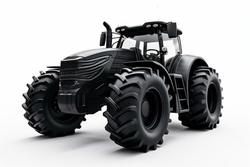 3D rendering of a black tractor on white background. Generative AI