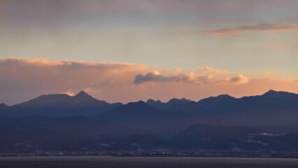 長崎冬紀行　大村湾の夕暮れ