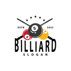 Billiard Logo Minimalist Design Ball and Stick Symbol Illustration Template