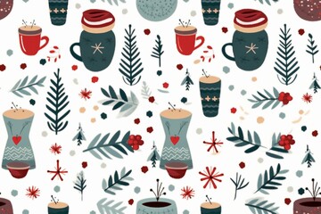 Hygge holidays cozy seamless pattern. generative ai.