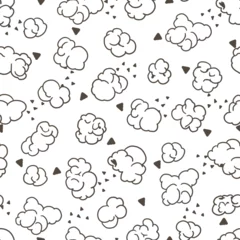 Selbstklebende Fototapeten Delicious Cloud Popcorn Snack Vector Graphic Art Seamless Pattern © F-lin