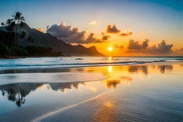 Fototapeta premium sunrise over lake