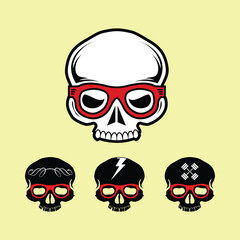 Skull bone face. Front view. Skull icon. Black and white cartoon smiling cute human skeleton head isolated