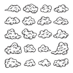 Set of cloud hand drawn vector	