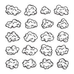 Obraz premium Set of cloud hand drawn vector 