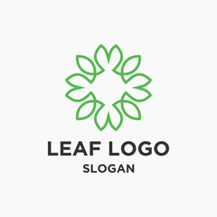 Green leaf logo template vector illustration design