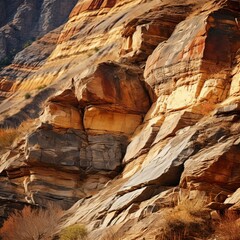Photography of Rugged Mountain Terrain. generative ai.