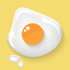Vector fried chicken egg. Egg white and yolk are a sign of fried eggs. Fried Egg Icon is White