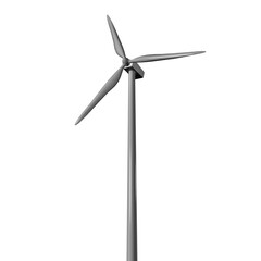 Digital png illustration of big wind turbine on transparent background