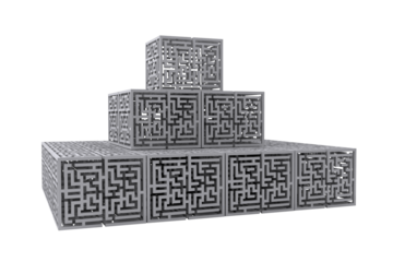 Digital png illustration of boxes with mazes on transparent background