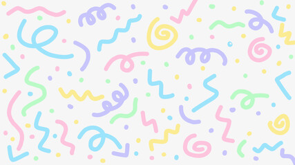 Fun colorful line doodle seamless pattern. Creative minimalist style art background for children or trendy design with basic shapes.