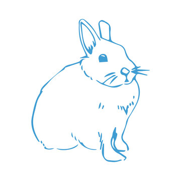 Digital png illustration of blue fat bunny on transparent background