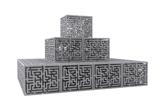 Digital png illustration of boxes with mazes on transparent background