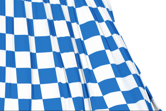 Digital png illustration of piece of blue and white chequered flag on transparent background - Powered by Adobe