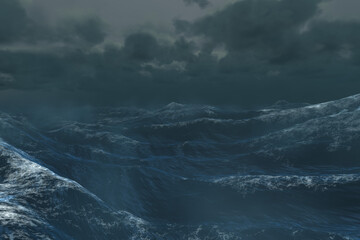Digital png photo of rough sea during a storm on transparent background