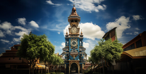 Fototapeta premium The amusement parks large clock tower long vertical hd wallpaper