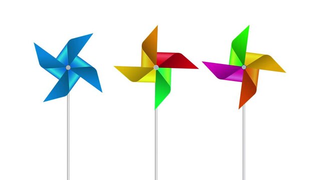 set of colorful pinwheels spinning