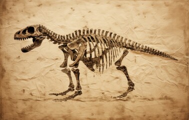a skeleton or skull of dinosaur printed on soil desert