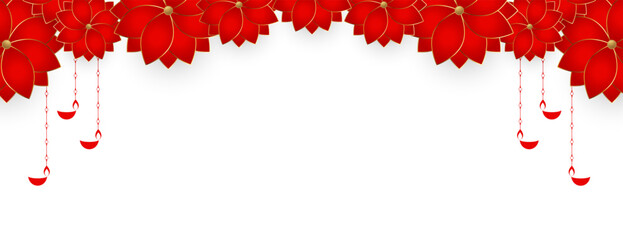 festival of lights diwali banner with decorative flower and text space