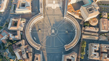 Rome, Italy. View of the Vatican. Basilica di San Pietro, Piazza San Pietro. Flight over the city....