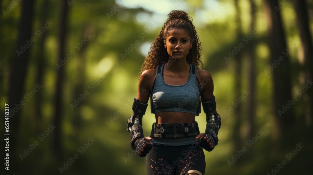 Poster Indian Women Amputee with Amputation Going for A Hike and Run