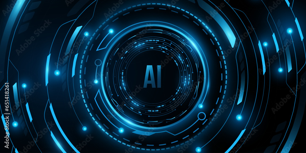 Poster digital glowing hud circle. artificial intelligence background. futuristic virtual dashboard display