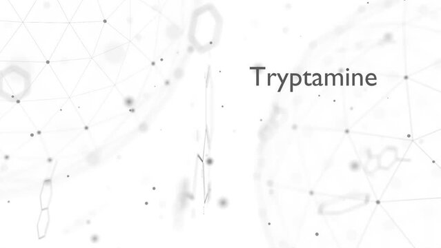 Skeletal formula of alkaloid Tryptamine. Chemical molecule.