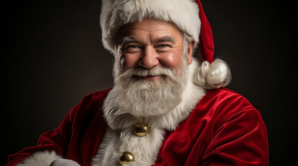 Simple portrait of Santa Claus dressed in his suit and hat at Christmas time