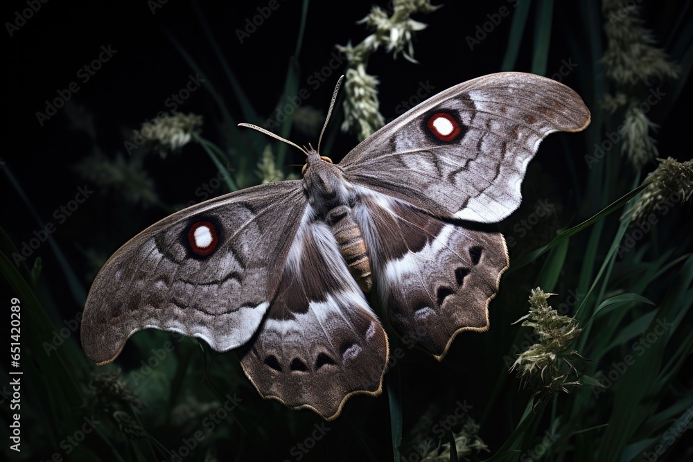 Poster a close up of a moth on a plant. generative ai.