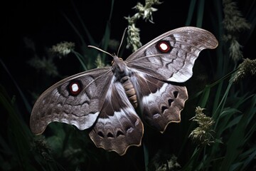 A close up of a moth on a plant. Generative AI. - obrazy, fototapety, plakaty