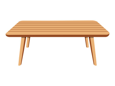 Wooden Table on White Background