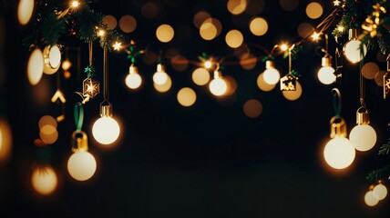 christmas lights on a black background
