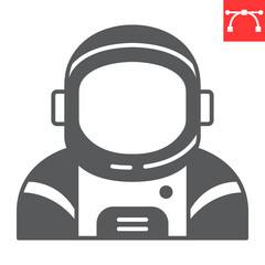 Astronaut glyph icon, cosmos and spaceman, cosmonaut vector icon, vector graphics, editable stroke solid sign, eps 10.