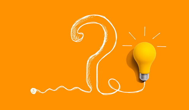 Light bulb and question mark - Flat lay