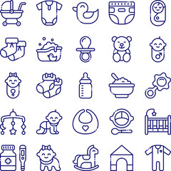 Baby and Kid icon set in line style design