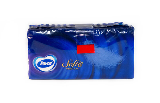 Miercurea Ciuc, Romania- 23 September 2023: Pack of Zewa Softis original on white background.