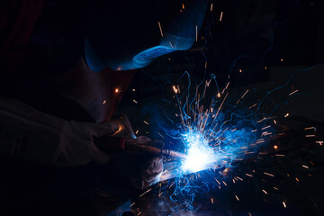 view of welder at work