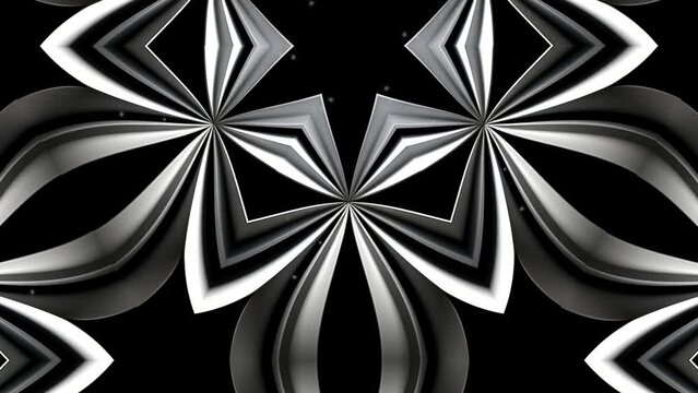 White abstract symmetrical motion background. Seamless looping animation. Ideal for yoga, clubs, shows. Hypnotic motion