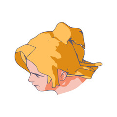 Young woman face half turn view. Elegant silhouette of a female head.