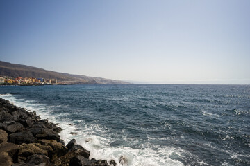 Seascape. Rocky shore of the northern coast of Tenerife. Canary Islands. Spain.