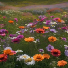 Fototapeta na wymiar A meadow of flowers that change color in response to the emotions of people nearby, creating a living emotional landscape4