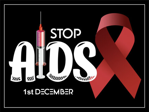 World aids day banner red awareness ribbon vector graphic Pro Vector