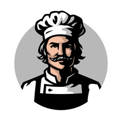 Chef in headdress. Logo.